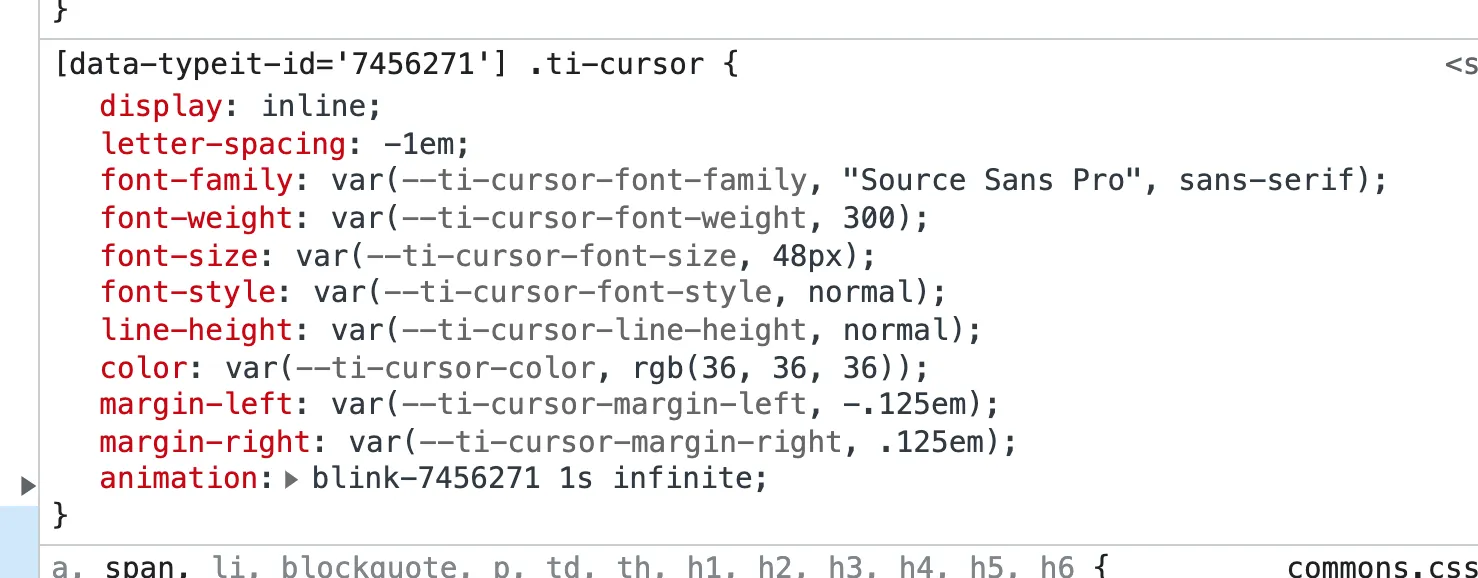 CSS properties in browser dev tools